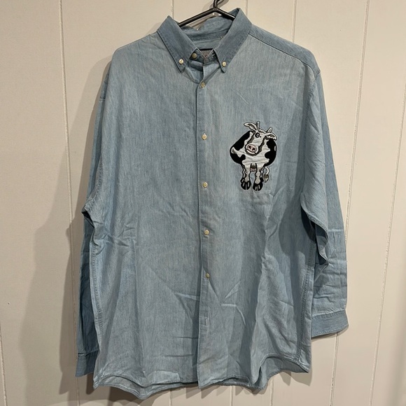 Vintage Cow Button Down Shirt - Picture 1 of 13